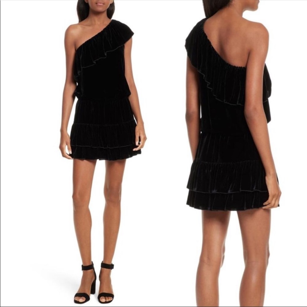 Joie One Shoulder Velvet Dress